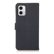 For Motorola Moto G73 5G KHAZNEH Custer Texture RFID Genuine Leather Phone Case(Blue)