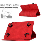 For 7.0 inch Universal Tablet Rhombus Embossed Leather Case(Red)