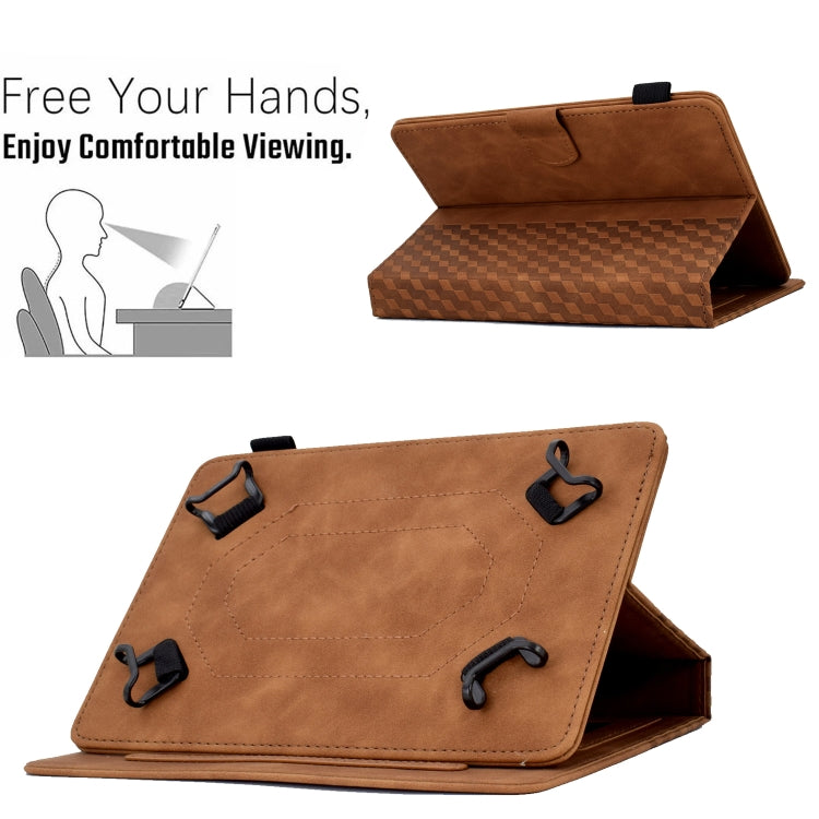 For 8.0 inch Universal Tablet Rhombus Embossed Leather Case(Brown)