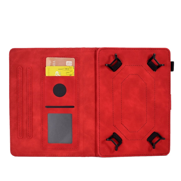 For 10.0 inch Universal Tablet Rhombus Embossed Leather Case(Red)