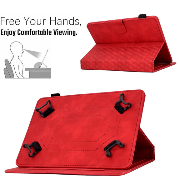 For 10.0 inch Universal Tablet Rhombus Embossed Leather Case(Red)