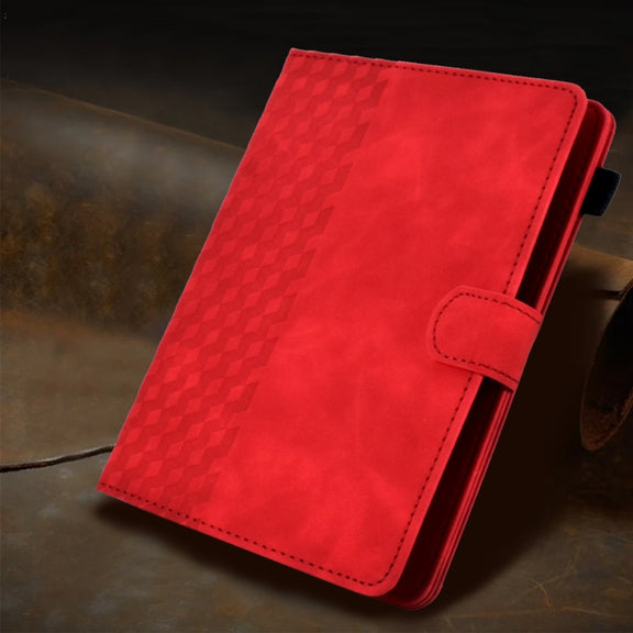 For 10.0 inch Universal Tablet Rhombus Embossed Leather Case(Red)