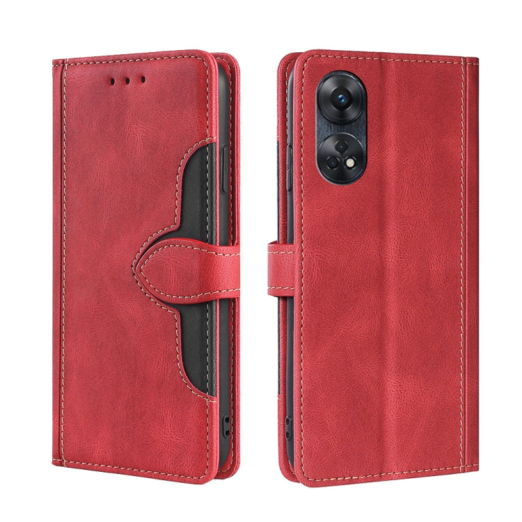 For OPPO Reno8 T 4G Skin Feel Magnetic Buckle Leather Phone Case(Red)