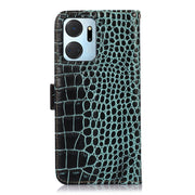 For Honor X7a 4G Crocodile Top Layer Cowhide Leather Phone Case(Green)