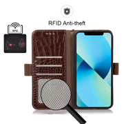 For Honor X7a 4G Crocodile Top Layer Cowhide Leather Phone Case(Brown)