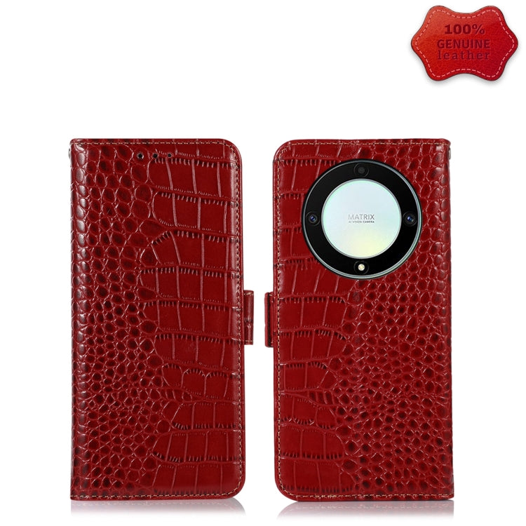 For Honor X9a/X40 5G Crocodile Top Layer Cowhide Leather Phone Case(Red)