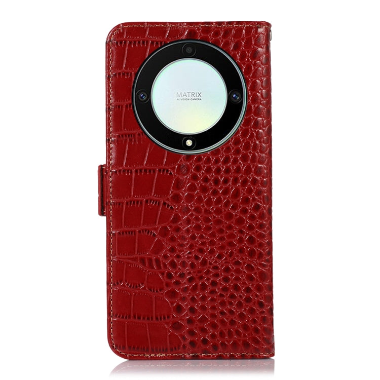 For Honor X9a/X40 5G Crocodile Top Layer Cowhide Leather Phone Case(Red)