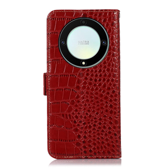 For Honor X9a/X40 5G Crocodile Top Layer Cowhide Leather Phone Case(Red)