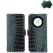 For Honor X9a/X40 5G Crocodile Top Layer Cowhide Leather Phone Case(Green)