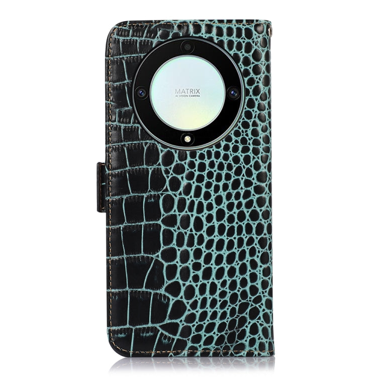 For Honor X9a/X40 5G Crocodile Top Layer Cowhide Leather Phone Case(Green)