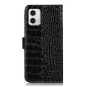 For Motorola Moto G73 5G Crocodile Top Layer Cowhide Leather Phone Case(Black)