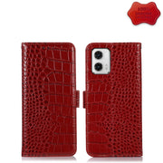For Motorola Moto G73 5G Crocodile Top Layer Cowhide Leather Phone Case(Red)