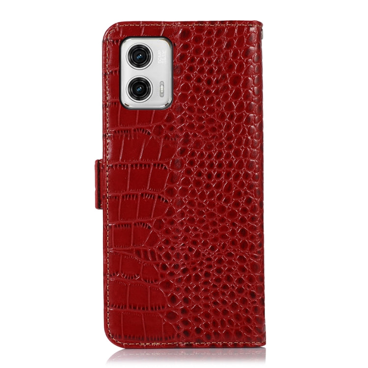 For Motorola Moto G73 5G Crocodile Top Layer Cowhide Leather Phone Case(Red)