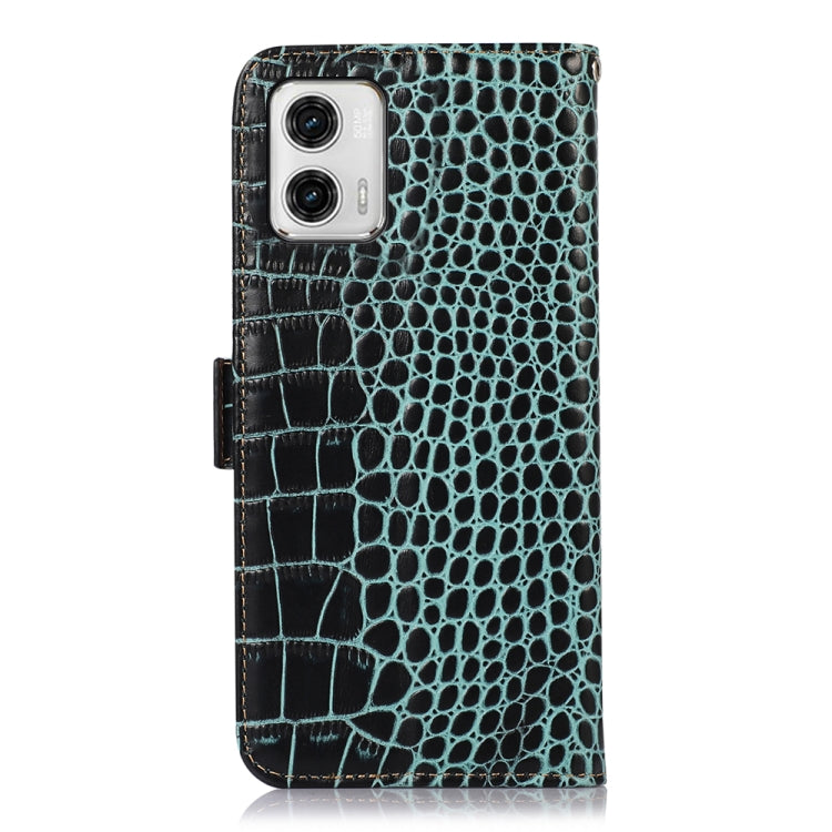 For Motorola Moto G73 5G Crocodile Top Layer Cowhide Leather Phone Case(Green)