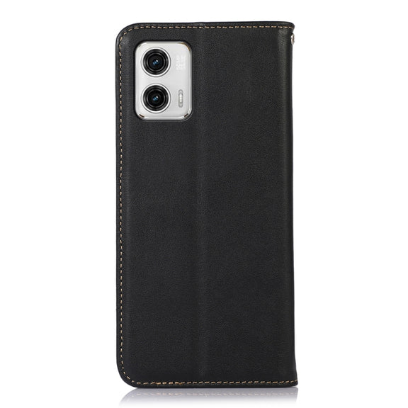 For Motorola Moto G73 5G KHAZNEH Nappa Top Layer Cowhide Leather Phone Case(Black)