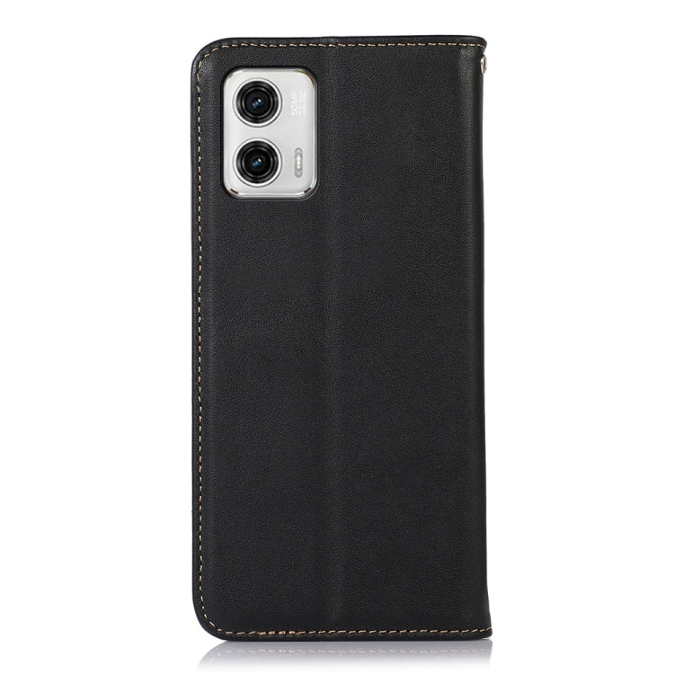 For Motorola Moto G73 5G KHAZNEH Nappa Top Layer Cowhide Leather Phone Case(Black)