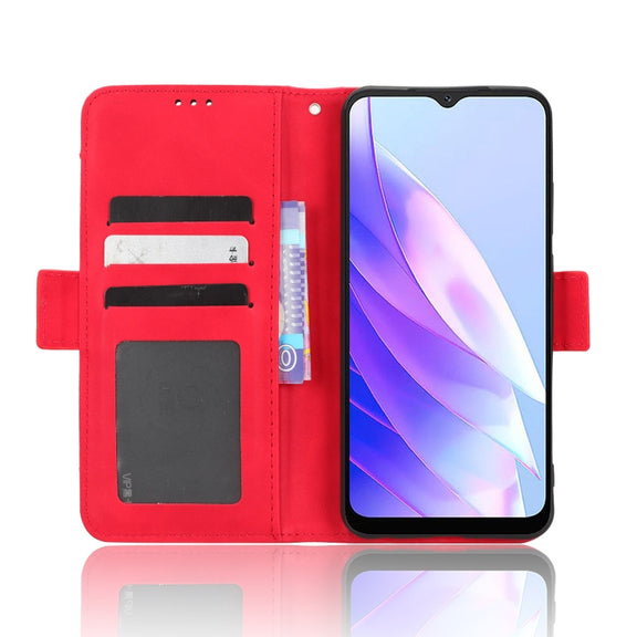 For Blackview A52 Skin Feel Calf Texture Card Slots Leather Phone Case(Red)