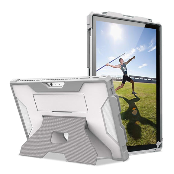 For MicroSoft Surface Pro 4 / 5 / 6 / 7 Armor Kickstand Shockproof Tablet Case(Grey White)