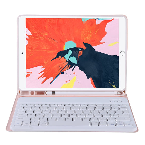 T11B 2020 For iPad Air 4 / Air 5 / Pro 11 inch 2022 / 2021 / 2020 / 2018 TPU Candy Color Ultra-thin Bluetooth Keyboard Tablet Case with Stand & Pen Slot(Pink)