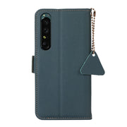 For Sony Xperia 1 IV Side-Magnetic TJ Genuine Leather RFID Phone Case(Green)