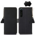 For Sony Xperia 1 IV Side-Magnetic TJ Genuine Leather RFID Phone Case(Black) - Sony Cases by PMC TechLife | Online Shopping South Africa | PMC TechLife | Buy Now Pay Later Mobicred