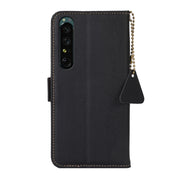 For Sony Xperia 1 IV Side-Magnetic TJ Genuine Leather RFID Phone Case(Black)