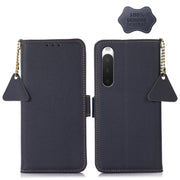 For Sony Xperia 10 IV Side-Magnetic TJ Genuine Leather RFID Phone Case(Blue)