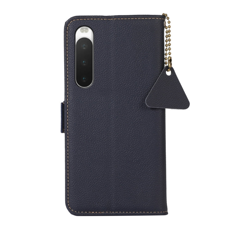 For Sony Xperia 10 IV Side-Magnetic TJ Genuine Leather RFID Phone Case(Blue)