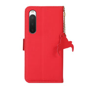 For Sony Xperia 10 IV Side-Magnetic TJ Genuine Leather RFID Phone Case(Red)