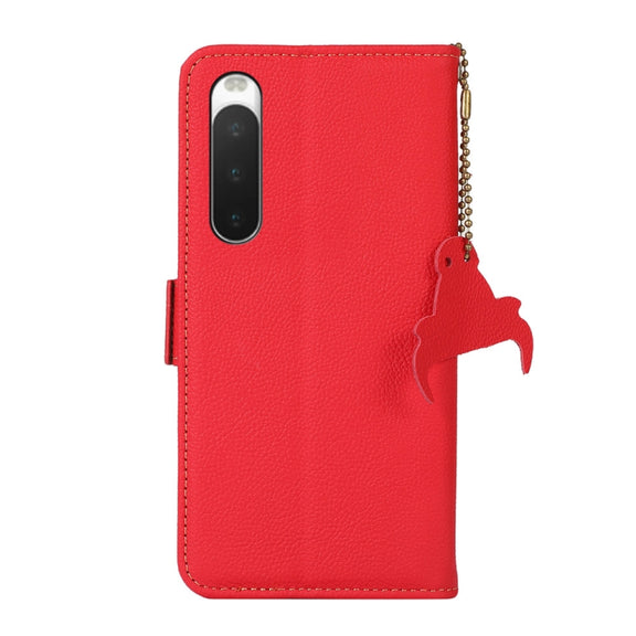 For Sony Xperia 10 IV Side-Magnetic TJ Genuine Leather RFID Phone Case(Red)