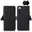 For Sony Xperia 10 IV Side-Magnetic TJ Genuine Leather RFID Phone Case(Black) - Sony Cases by PMC TechLife | Online Shopping South Africa | PMC TechLife | Buy Now Pay Later Mobicred