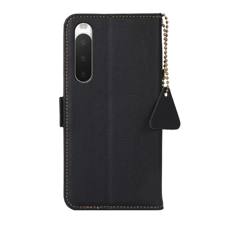 For Sony Xperia 10 IV Side-Magnetic TJ Genuine Leather RFID Phone Case(Black)