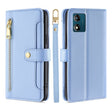 For Motorola Moto E13 4G Sheep Texture Cross-body Zipper Wallet Leather Phone Case(Blue) - Motorola Cases by PMC TechLife | Online Shopping South Africa | PMC TechLife | Buy Now Pay Later Mobicred