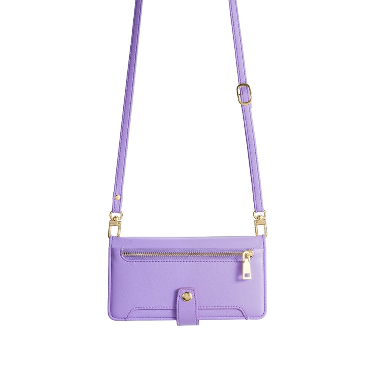 For Honor X9a 5G Sheep Texture Cross-body Zipper Wallet Leather Phone Case(Purple)