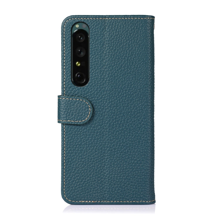 For Sony Xperia 1 IV KHAZNEH Litchi Genuine Leather Phone Case(Green)