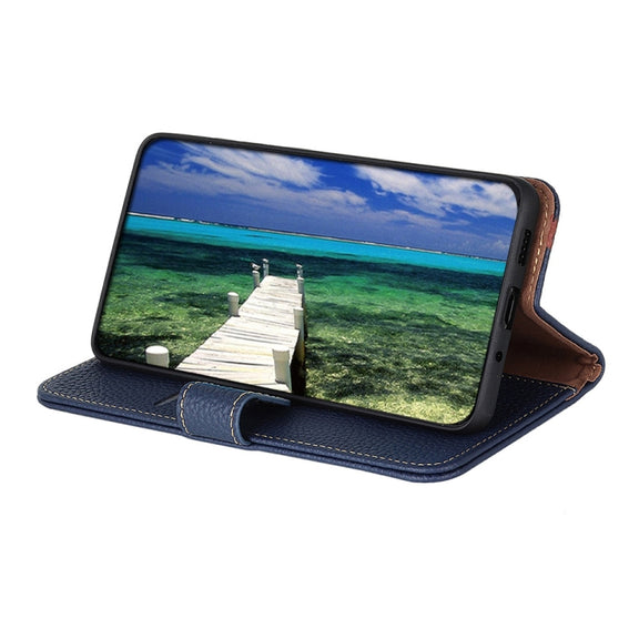 For Sony Xperia 1 IV KHAZNEH Litchi Genuine Leather Phone Case(Blue)