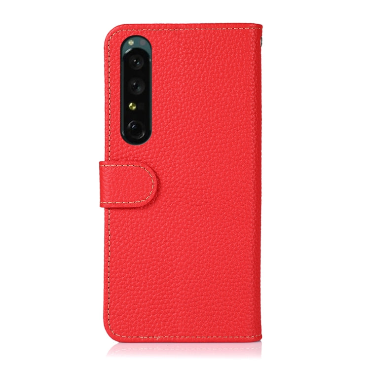For Sony Xperia 1 IV KHAZNEH Litchi Genuine Leather Phone Case(Red)