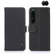 For Sony Xperia 1 IV KHAZNEH Litchi Genuine Leather Phone Case(Black)