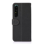 For Sony Xperia 1 IV KHAZNEH Litchi Genuine Leather Phone Case(Black)