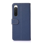 For Sony Xperia 10 IV KHAZNEH Litchi Genuine Leather Phone Case(Blue)