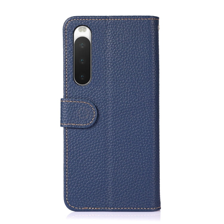 For Sony Xperia 10 IV KHAZNEH Litchi Genuine Leather Phone Case(Blue)