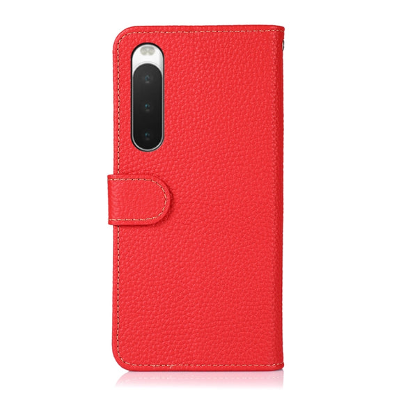 For Sony Xperia 10 IV KHAZNEH Litchi Genuine Leather Phone Case(Red)
