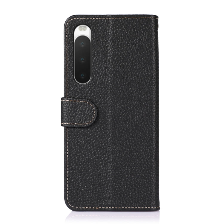 For Sony Xperia 10 IV KHAZNEH Litchi Genuine Leather Phone Case(Black)