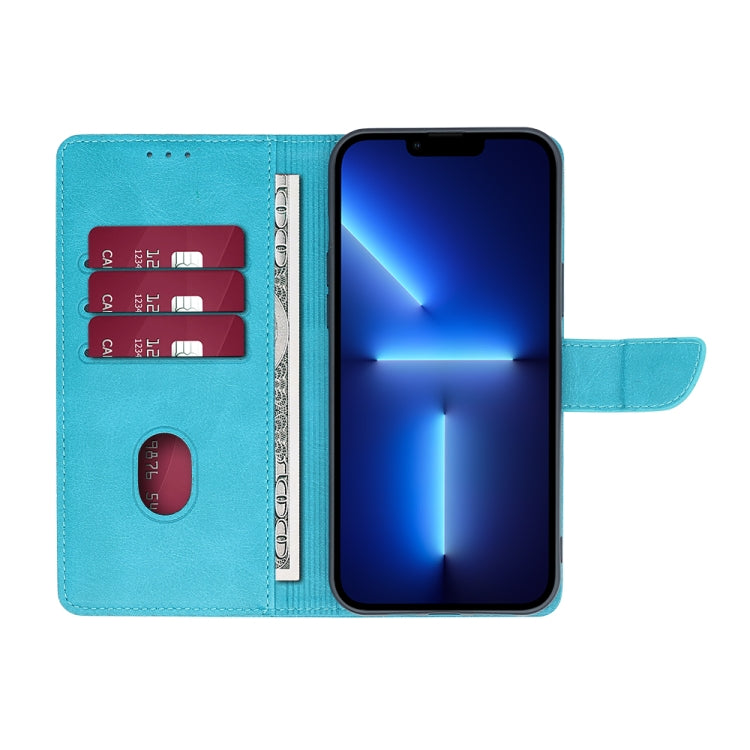 For OPPO A17k Calf Texture Buckle Flip Leather Phone Case(Light Blue)