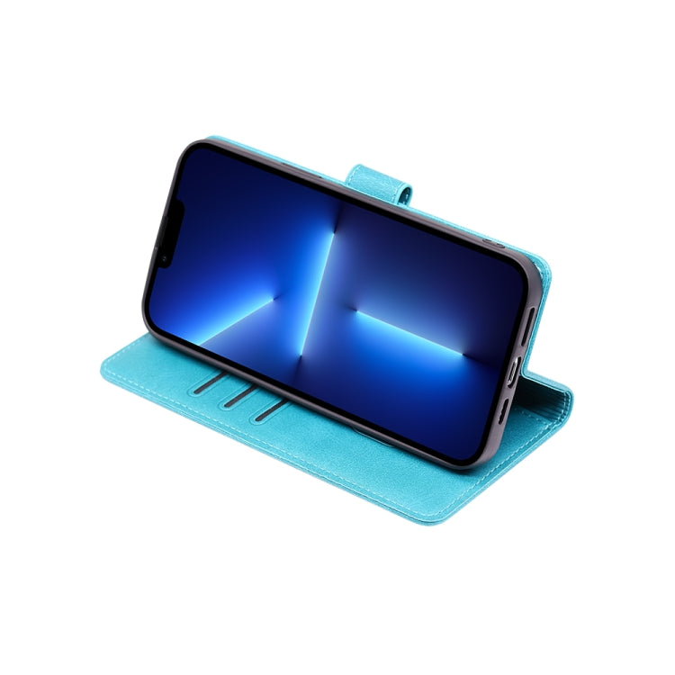 For OPPO A17k Calf Texture Buckle Flip Leather Phone Case(Light Blue)