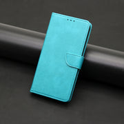For OPPO A17k Calf Texture Buckle Flip Leather Phone Case(Light Blue)
