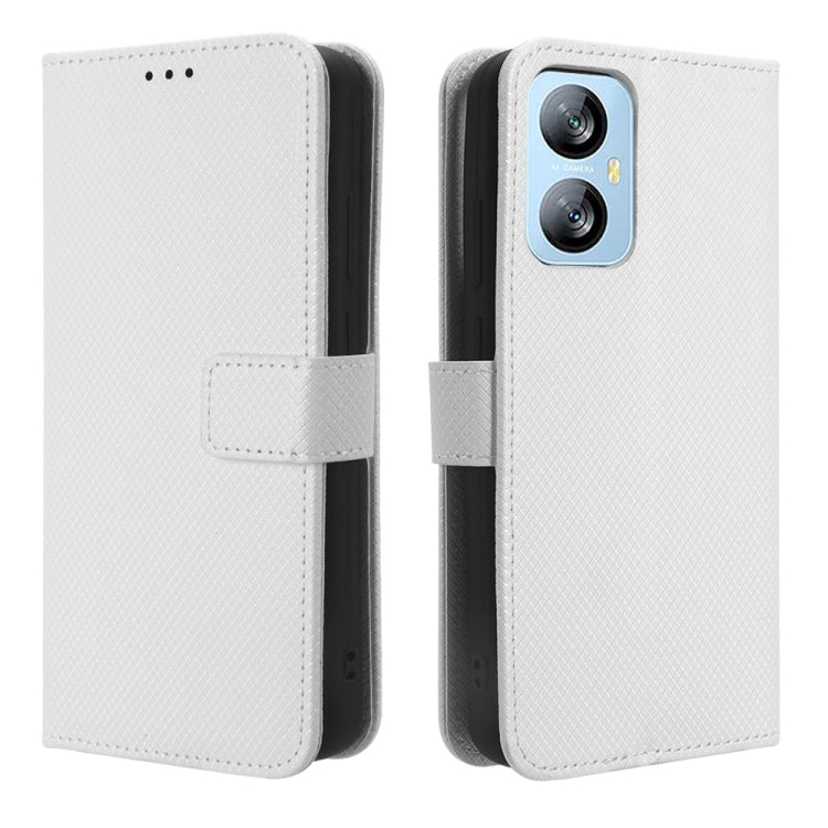 For Blackview A52 Diamond Texture Leather Phone Case(White)