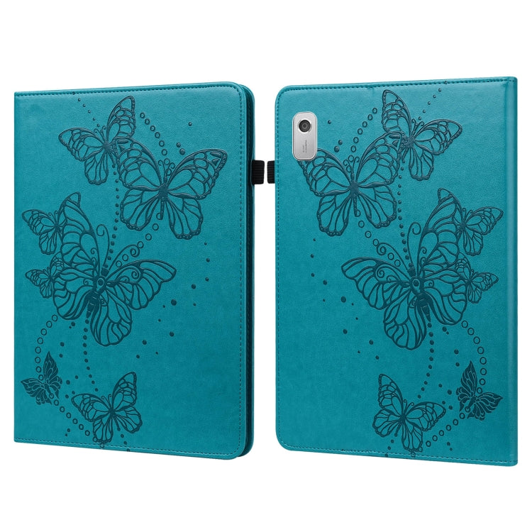For Lenovo Tab M8 4th Gen Embossed Butterfly Pattern Leather Tablet Case(Blue)