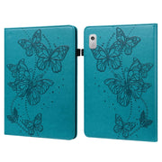 For Lenovo Tab M8 4th Gen Embossed Butterfly Pattern Leather Tablet Case(Blue)