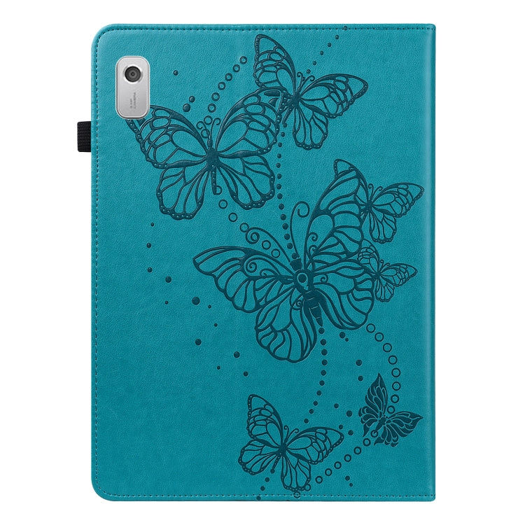 For Lenovo Tab M8 4th Gen Embossed Butterfly Pattern Leather Tablet Case(Blue)